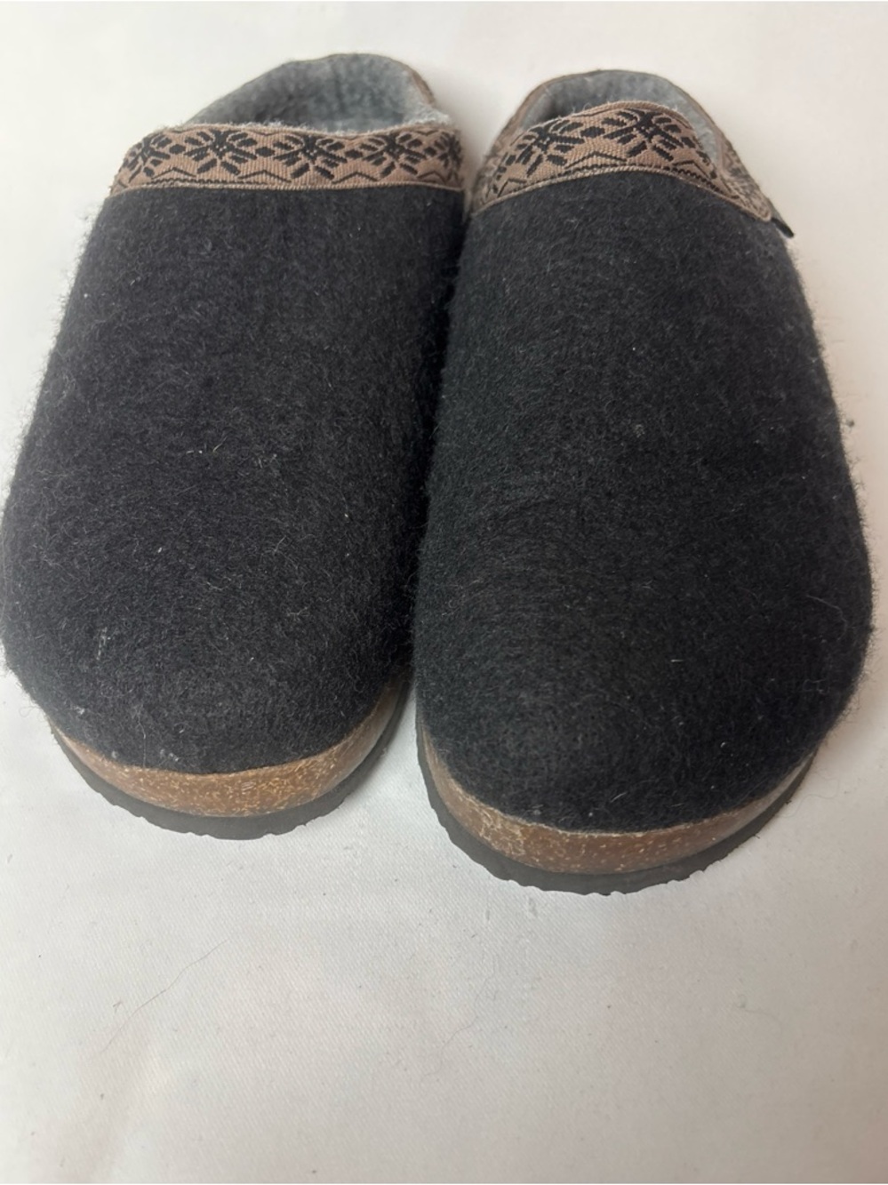 L.L.Bean Wool Slipper Clog Women's 9 Black Slip On Cork Sole - Picture 2 of 9